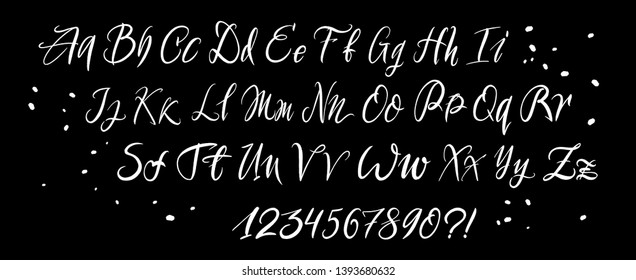 Hand drawn typeface. Painted vector characters: lowercase and uppercase. Typography alphabet for your designs: logo, typeface, card
