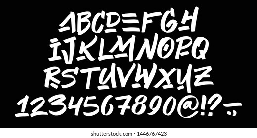 Hand drawn typeface. Painted vector characters: lowercase and uppercase. Typography alphabet for your designs: logo, typeface, card