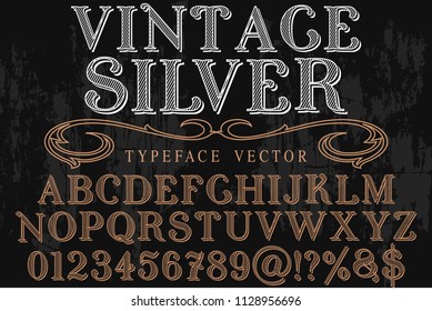 Hand Drawn Typeface Set Brush Painted Characters Lowercase And Uppercase. Handwritten Script Font. Typography Alphabet For Your Designs Vintage Silver