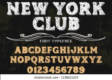 Hand drawn typeface set Brush painted characters lowercase and uppercase. Handwritten script font. Typography alphabet for your designs vintage new york club