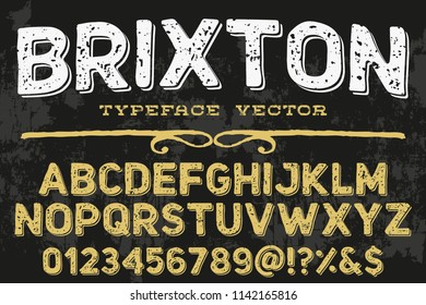 Hand drawn typeface set Brush painted characters lowercase and uppercase. Handwritten script font. Typography alphabet for your designs vintage brixton