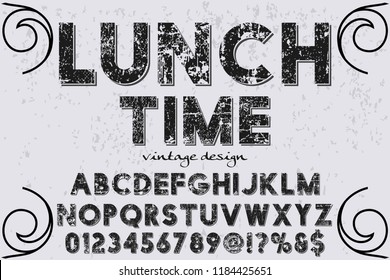 Hand drawn typeface set Brush painted characters lowercase and uppercase. Handwritten script font. Typography alphabet for your designs lanch time