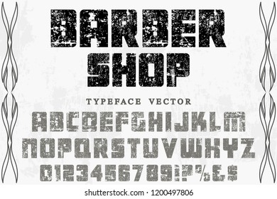 Hand drawn typeface set Brush painted characters lowercase and uppercase. Handwritten script font. Typography alphabet for your designs barber shop