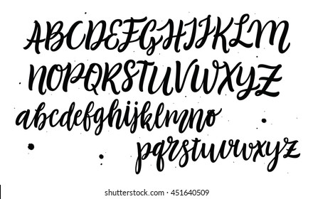 Hand drawn typeface set. Brush painted characters: lowercase and uppercase. 