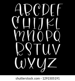 Hand drawn typeface set isolated white on black. Alphabet. Lettering and Custom Typography for Designs: Logo, for Poster, Invitation, etc. Handwritten style modern font