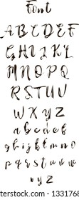 Hand drawn typeface set isolated on white. Brush painted characters: lowercase and uppercase. Vector logo font. Typography alphabet for your designs: logo, typeface, card, wedding invitation.