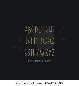 Hand drawn typeface set isolated letters. Lines painted characters. Alphabet. Vector logo font. Typography alphabet for your designs: logo, typeface, greeting card. Halloween, dark, witchery, maghic.