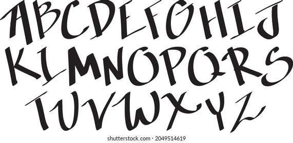 hand drawn typeface,English letters fonts hand writing, A to Z,Ink handdrawn vector alphabet.