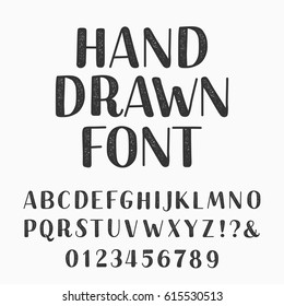 Escritura a mano. Fuente vectorial alfabeta. Escriba letras y números en un fondo oscuro. Tipo de vectores para su diseño.
