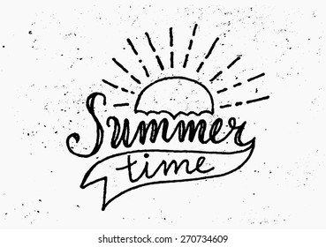 Hand drawn typographic design "Summer Time" in black and white.