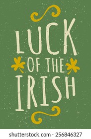 Hand drawn typographic style greeting card for St. Patrick's Day.