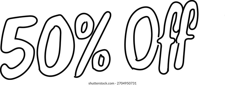 Tipografía dibujada a mano de 50 % de descuento en Vector sobre fondo blanco perfecto para la oferta de descuento de Black Friday