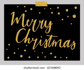 Hand drawn typography card. Merry christmas greetings hand-lettering isolated on mint  background. Vector illustration.