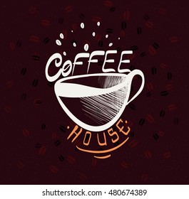 Hand drawn typography coffee poster . Vector illustration for your application , project
