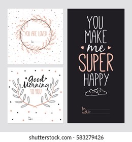 Hand drawn typography design. Trendy Inspirational and Motivational Poster. Vector. Isolated. Art typographic design with cute illustrations. Love image