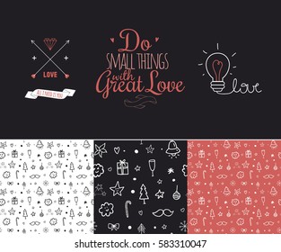 Hand drawn typography design. Trendy Inspirational and Motivational Poster. Vector. Isolated. Art typographic design with cute illustrations. Love image