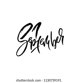 Hand drawn typography lettering. 1 September. Vector Illustration. Back to school.