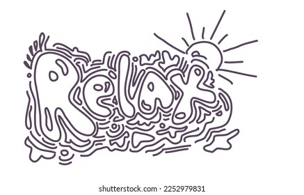 Hand drawn typography lettering phrase Relax. Cartoon calligraphy for greeting and invitation card or t-shirt print design. Vector