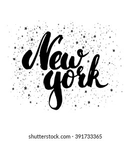 Hand drawn typography lettering phrase New York isolated on the white background. Modern motivational calligraphy for typography poster and postcard or t-shirt print.