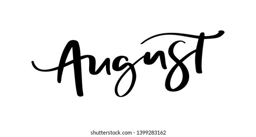 Hand drawn typography lettering text August. Isolated on the white background. Fun calligraphy for greeting and invitation card or t-shirt print design