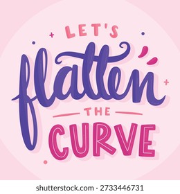 Hand drawn typography with message to flatten the curve