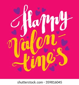 Hand drawn typography postcard: "Happy Valentine's"