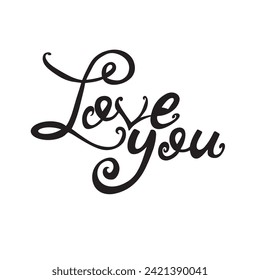 Hand drawn typography postcard: love you