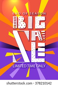 Hand drawn typography poster. Big Sale banner on colorful background. Wholesale background. Discount tag, poster. Vector lettering calligraphy banner, flyer template.
