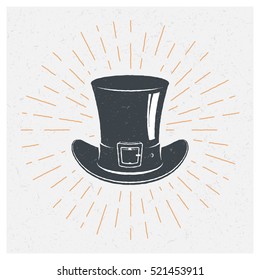 Hand drawn typography poster. Bowler hats and cylinders. Vintage style. Vector illustration. Gentleman. Focus.