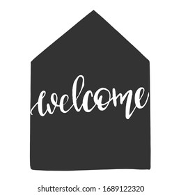  Cartel de tipografía dibujado a mano. La frase conceptual escrita a mano Hogar dulce hogar.T pantalones con letra manual diseño caligráfico. Vector inspirador