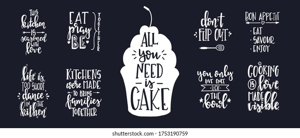 Hand drawn typography poster. Conceptual handwritten phrase kitchen T shirt hand lettered calligraphic design. Inspirational vector