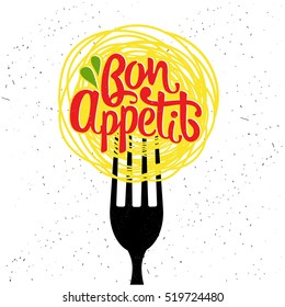 Hand drawn typography poster. Inspirational vector typography. Bon appetit. Vector calligraphy.