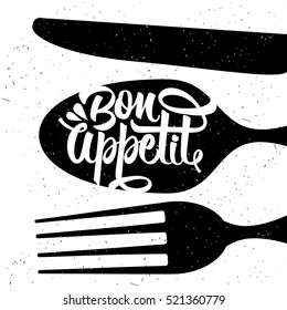 Hand drawn typography poster. Inspirational vector typography. Bon appetit. Vector calligraphy.