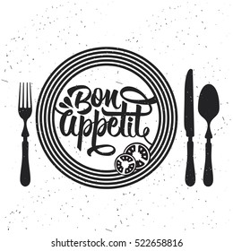 Hand drawn typography poster. Inspirational vector typography. Bon appetit. Vector calligraphy.