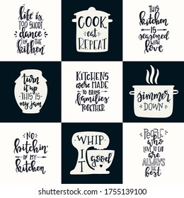 Hand drawn typography poster set. Conceptual handwritten phrase Home and Family T shirt hand lettered calligraphic design. Inspirational vector