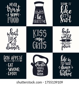Hand drawn typography poster set. Conceptual handwritten phrase Home and Family T shirt hand lettered calligraphic design. Inspirational vector