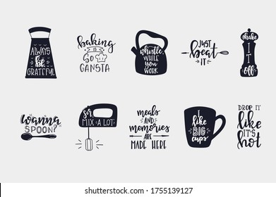 Hand drawn typography poster set. Conceptual handwritten phrase Home and Family T shirt hand lettered calligraphic design. Inspirational vector