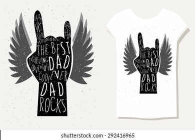 Hand drawn typography poster. Hand with signature "The best dad ever" on textured background for postcard or print. Inspirational vector typography. Father's day card. lettering t-shirt design