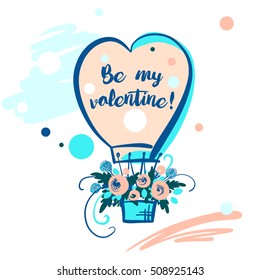 Hand drawn typography poster. Stylish illustration balloon with flower design about love for greeting cards, posters, valentines day card, save the date card with text With love .