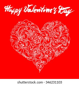 Hand drawn typography poster. Valentine's Day card. Conceptual handwritten phrase Happy Valentine's Day. Vector illustration