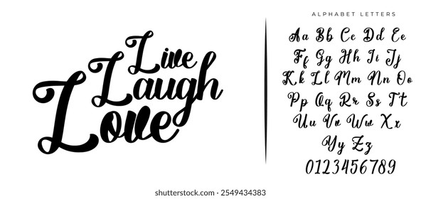 Hand drawn typography poster.Inspirational quote 'live laugh love'.For greeting cards, Valentine day, wedding, posters, prints or home