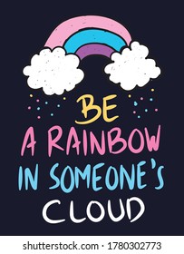 Tipografía dibujada a mano con arco iris para camiseta