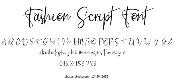 Hand drawn typography set isolated on white. Brush painted characters: lowercase and uppercase. Vector logo font. Typography alphabet for your designs: logo, typeface, card, wedding invitation.