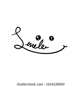 hand drawn typography Smile icon Logo Vector Template Design doodle style