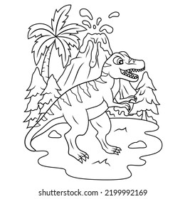 hand drawn of tyrannosaurus line art