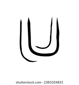 Hand drawn u letter font style for decorative, poster, logo.