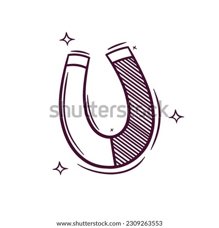 Hand Drawn U Shaped Magnet. Doodle Vector Sketch Illustration
