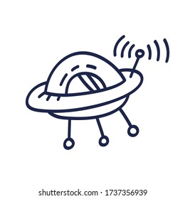 Hand drawn UFO doodle icon. Hand drawn black sketch. Sign cartoon symbol. Decoration element