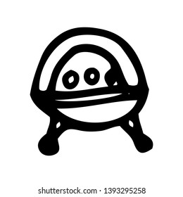 Hand Drawn UFO doodle. Sketch style icon. Decoration element. Isolated on white background. Flat design. Vector illustration.