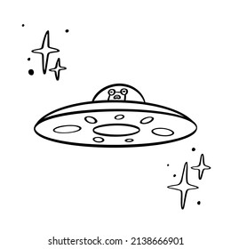 Hand drawn ufo isolated